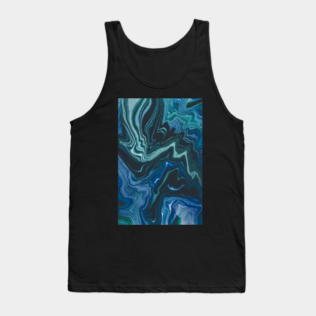 Striking swirl paint pattern, in silver and blue Tank Top by F-for-Fab